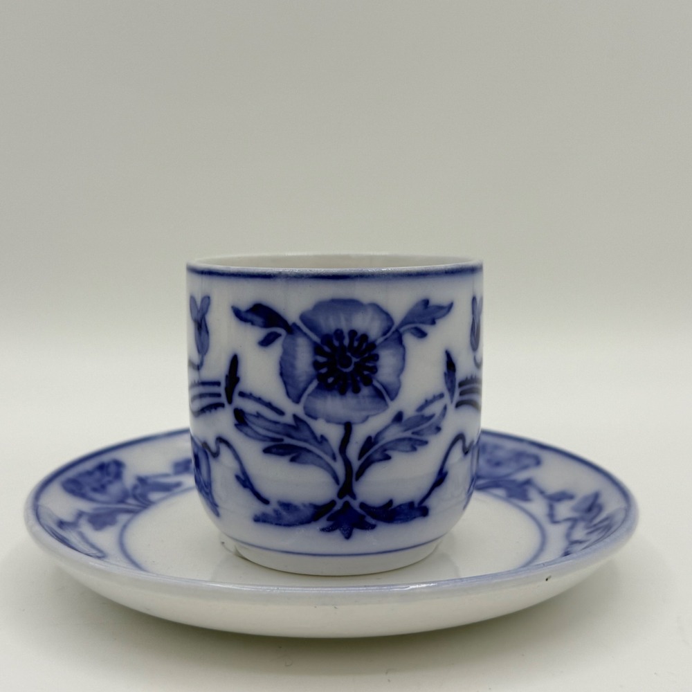 Antique Villeroy & Boch Dresden Blue Demitasse Cups Saucers Porcelain Germany - Picture 4 of 12
